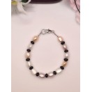 3 Tone Freshwater Pearl Bracelet with Onyx Spacer Beads